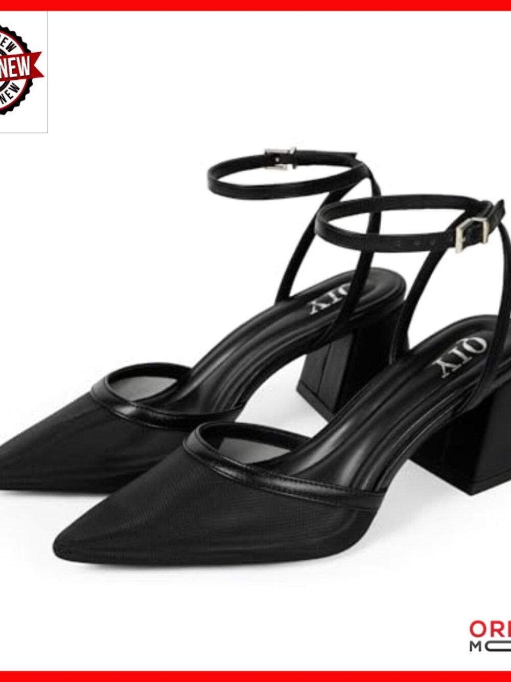 Ankle Strap Pointed Toe Pumps Chunky Low Heels Wedding Work Dressy Shoes - Picture 6 of 7